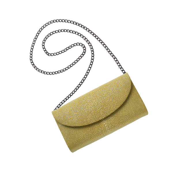 Designer Womens Stingray Magnetic Envelope Wallet Clutch Handbag Black